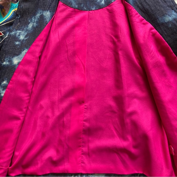 Drapers & Damon's Jean Jacket Women’s XL Multicolor 90s Abstract Floral Rainbow - Picture 3 of 8